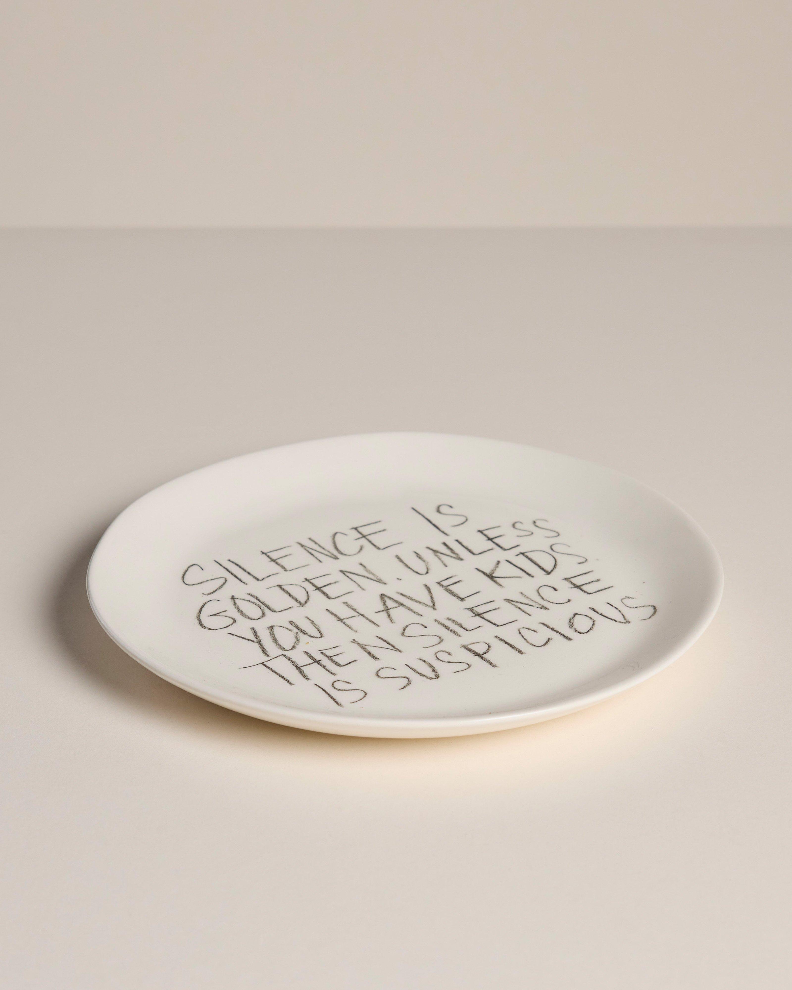 "Silence is Golden" Side Plate -  White