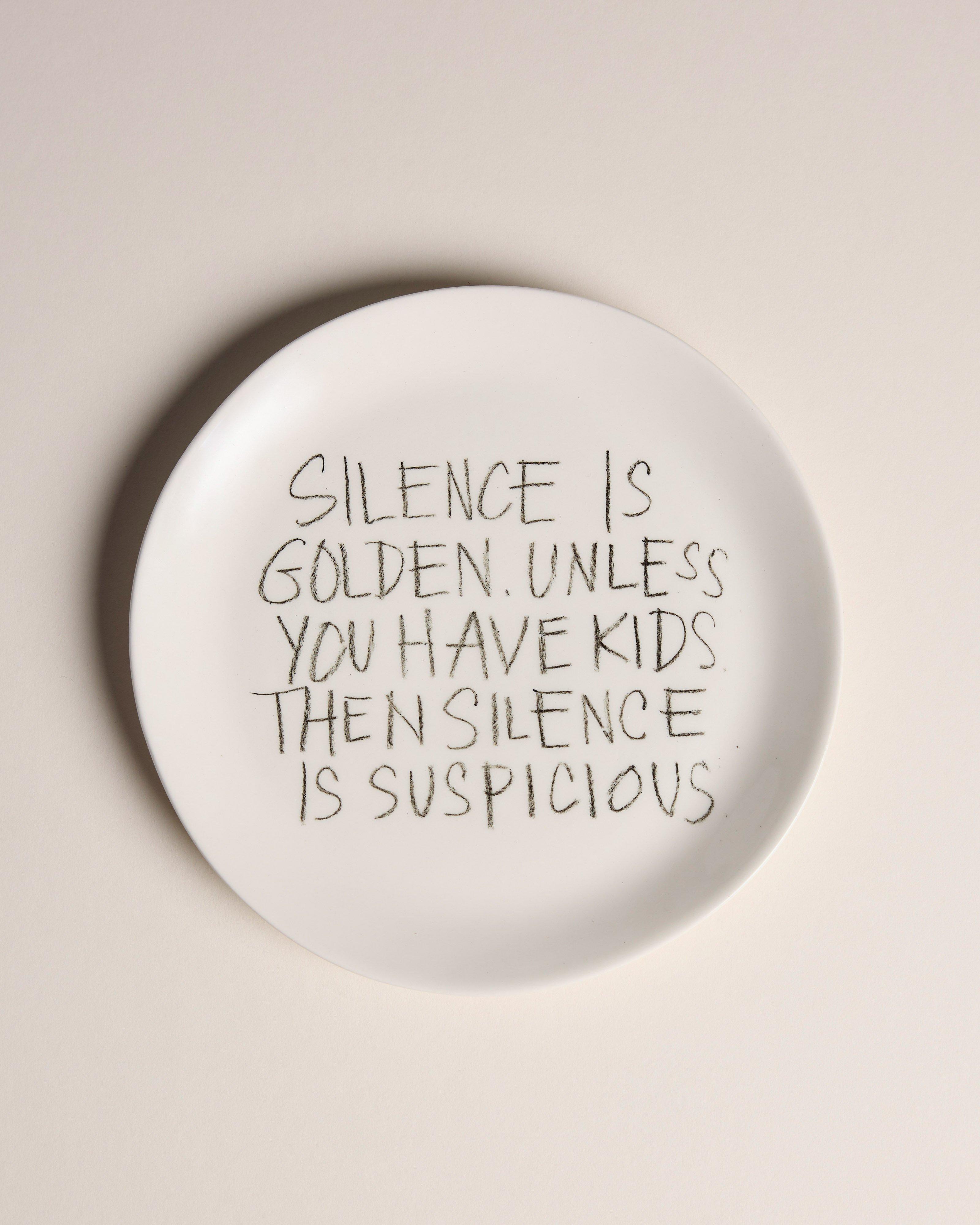 "Silence is Golden" Side Plate -  White