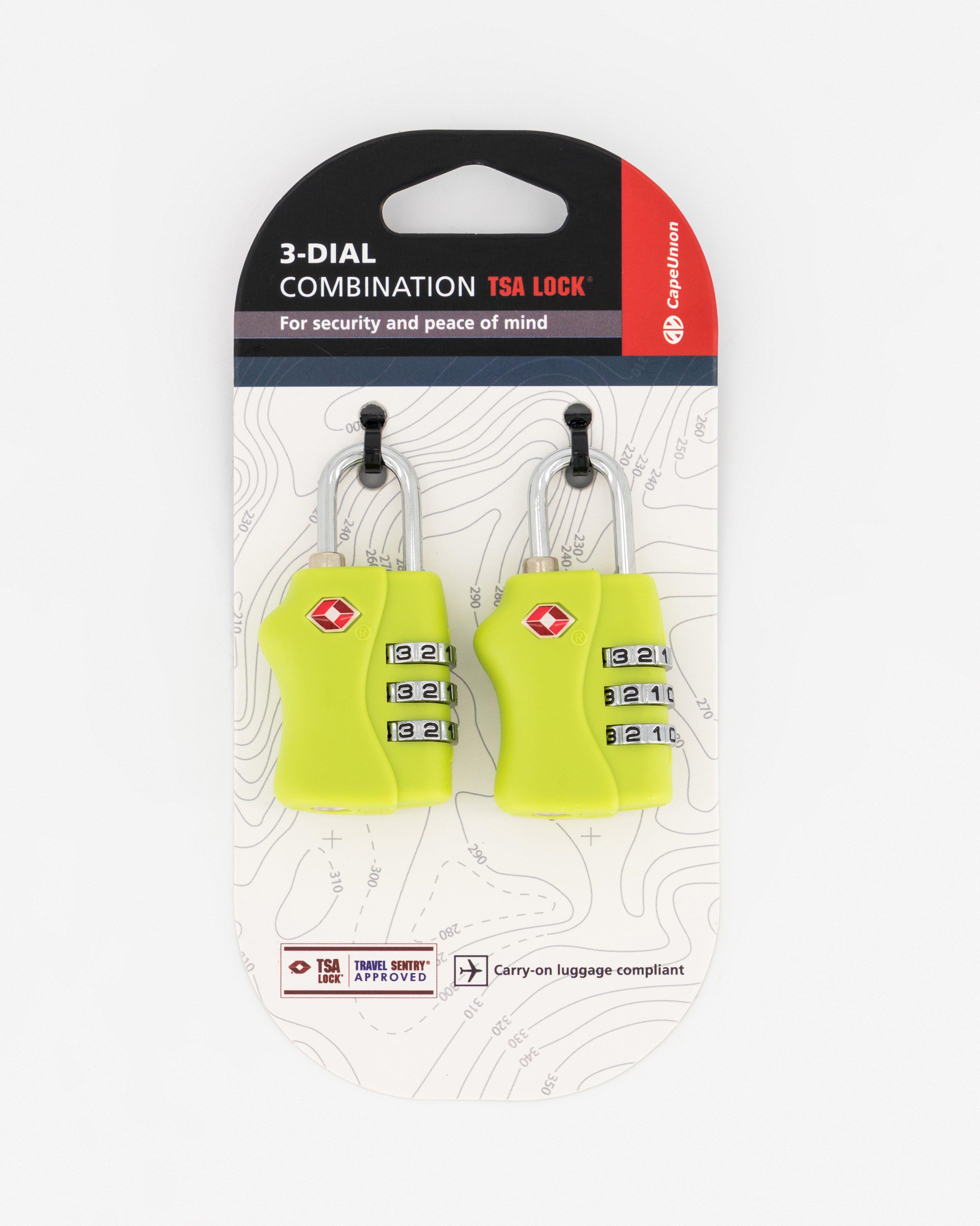 Cape Union 3-Dial Combination TSA Lock - 2 Pack -  Lime