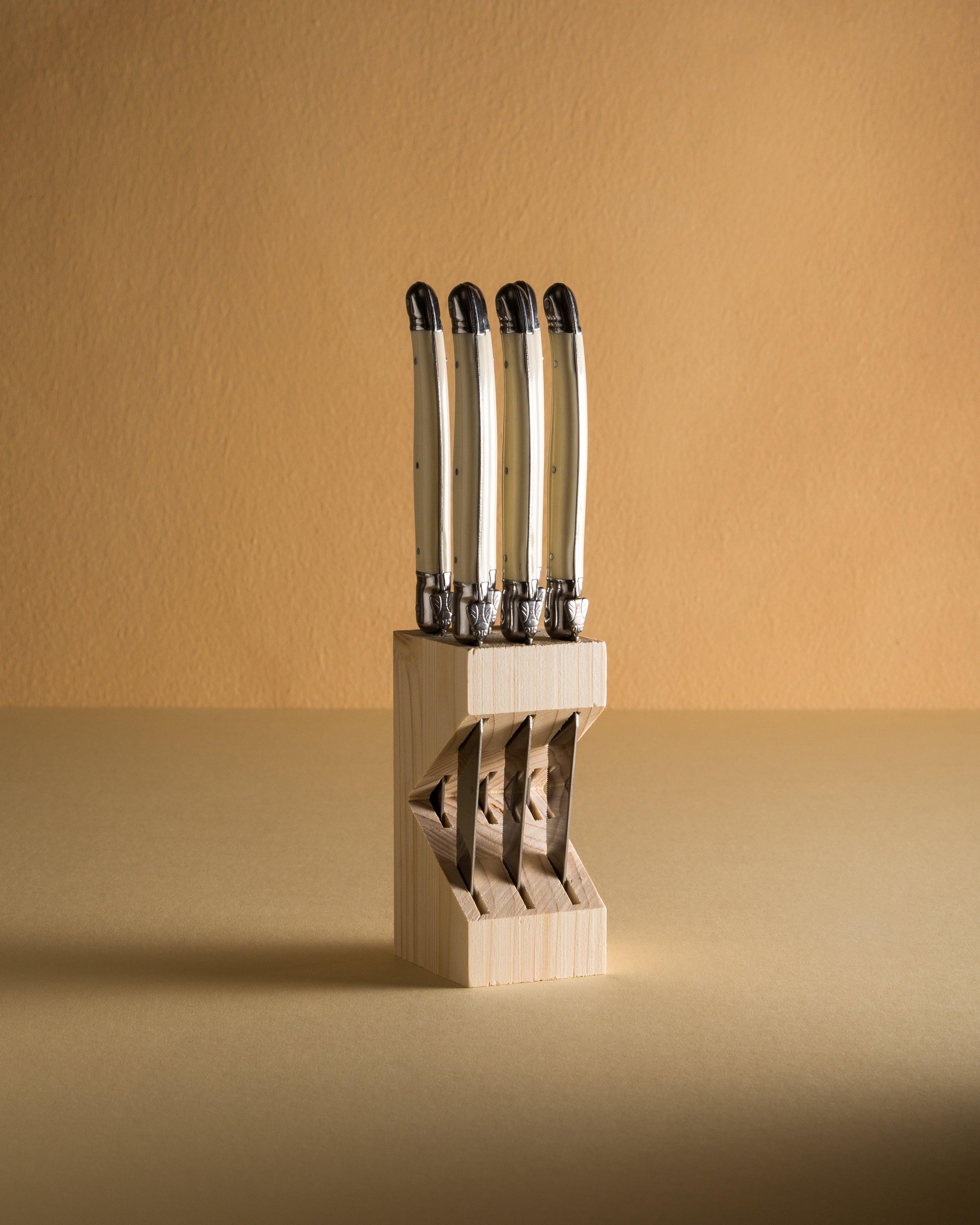 Laguiole Steak Knives in a Block -  Bone