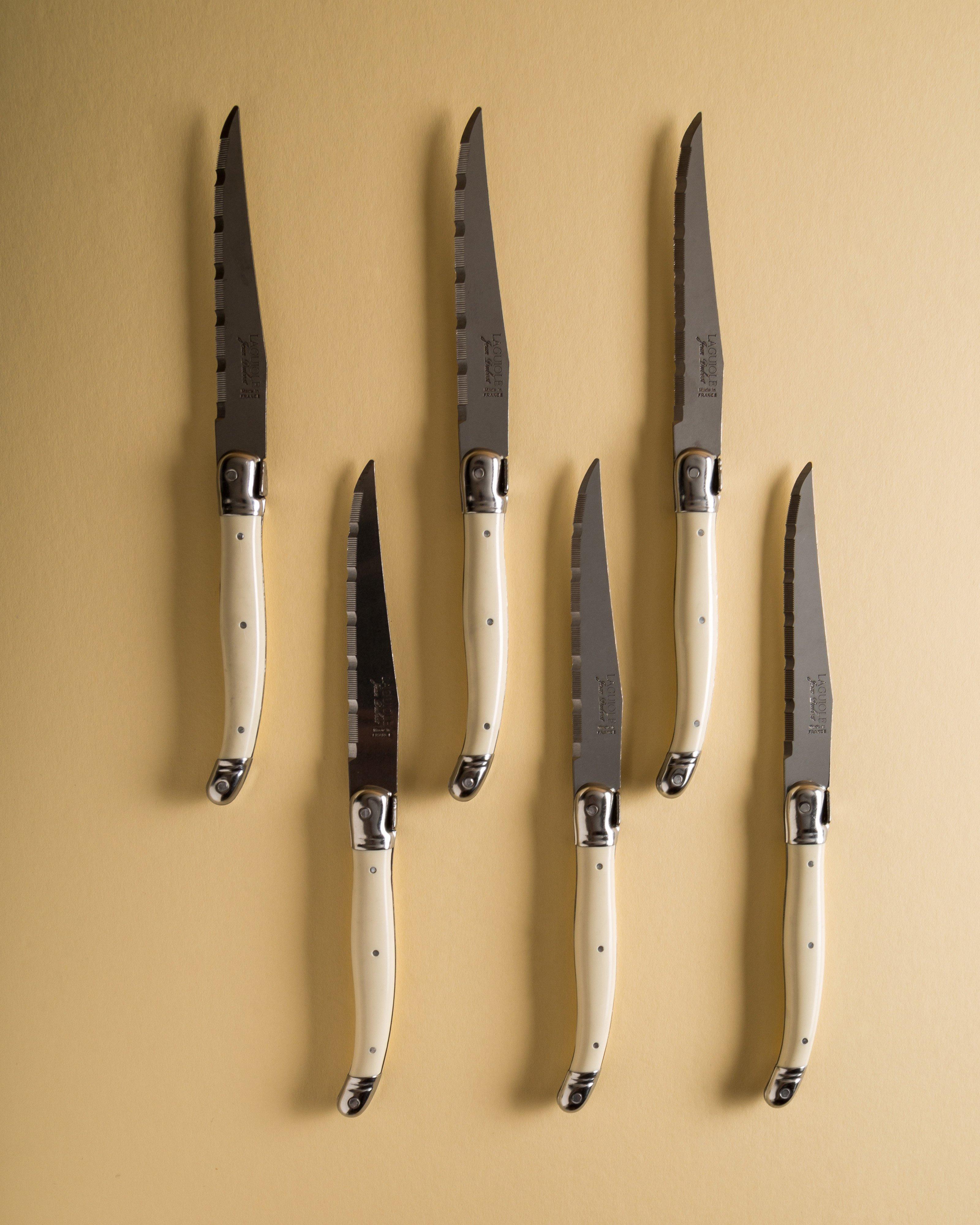 Laguiole Steak Knives in a Block -  Bone