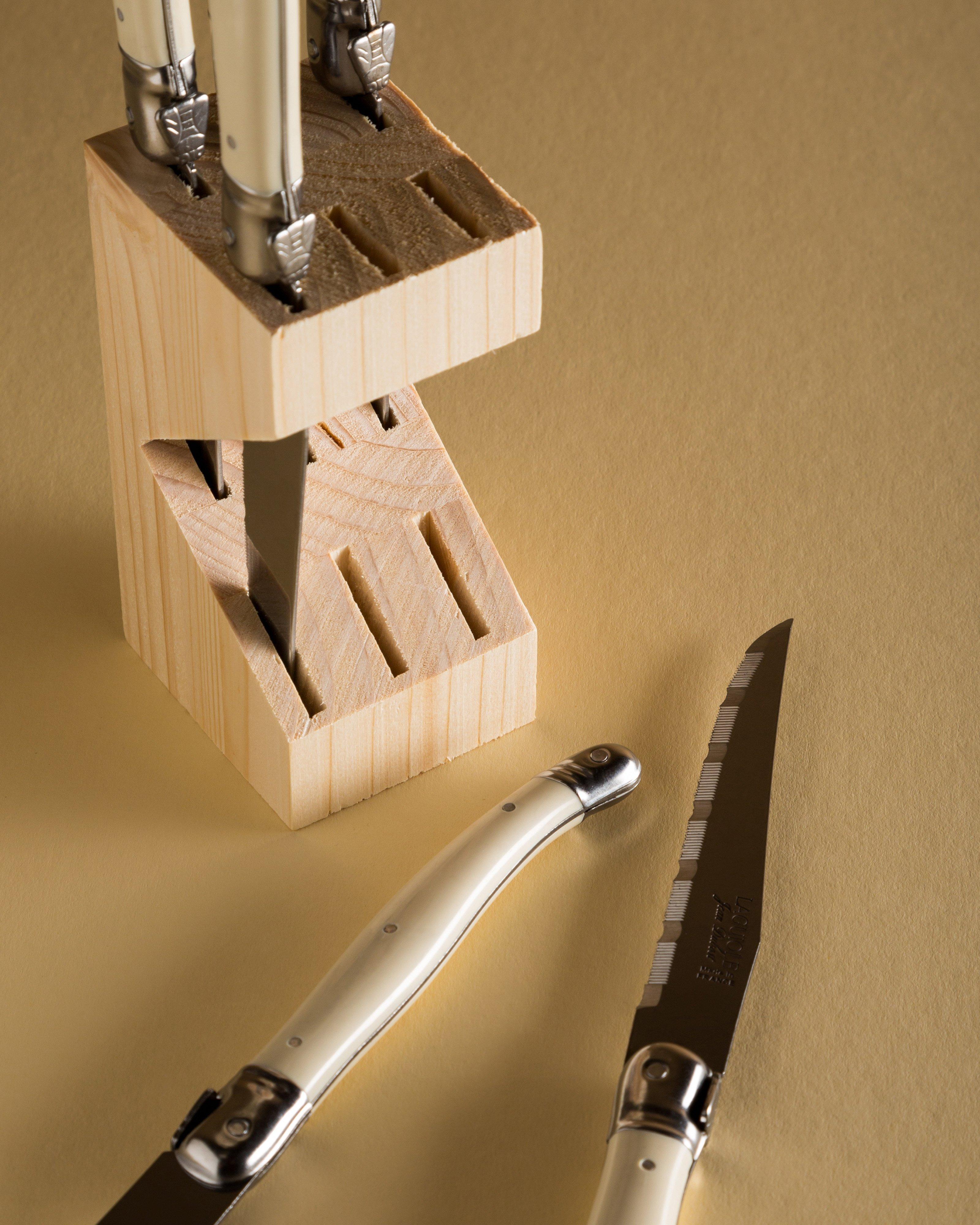 Laguiole Steak Knives in a Block -  Bone