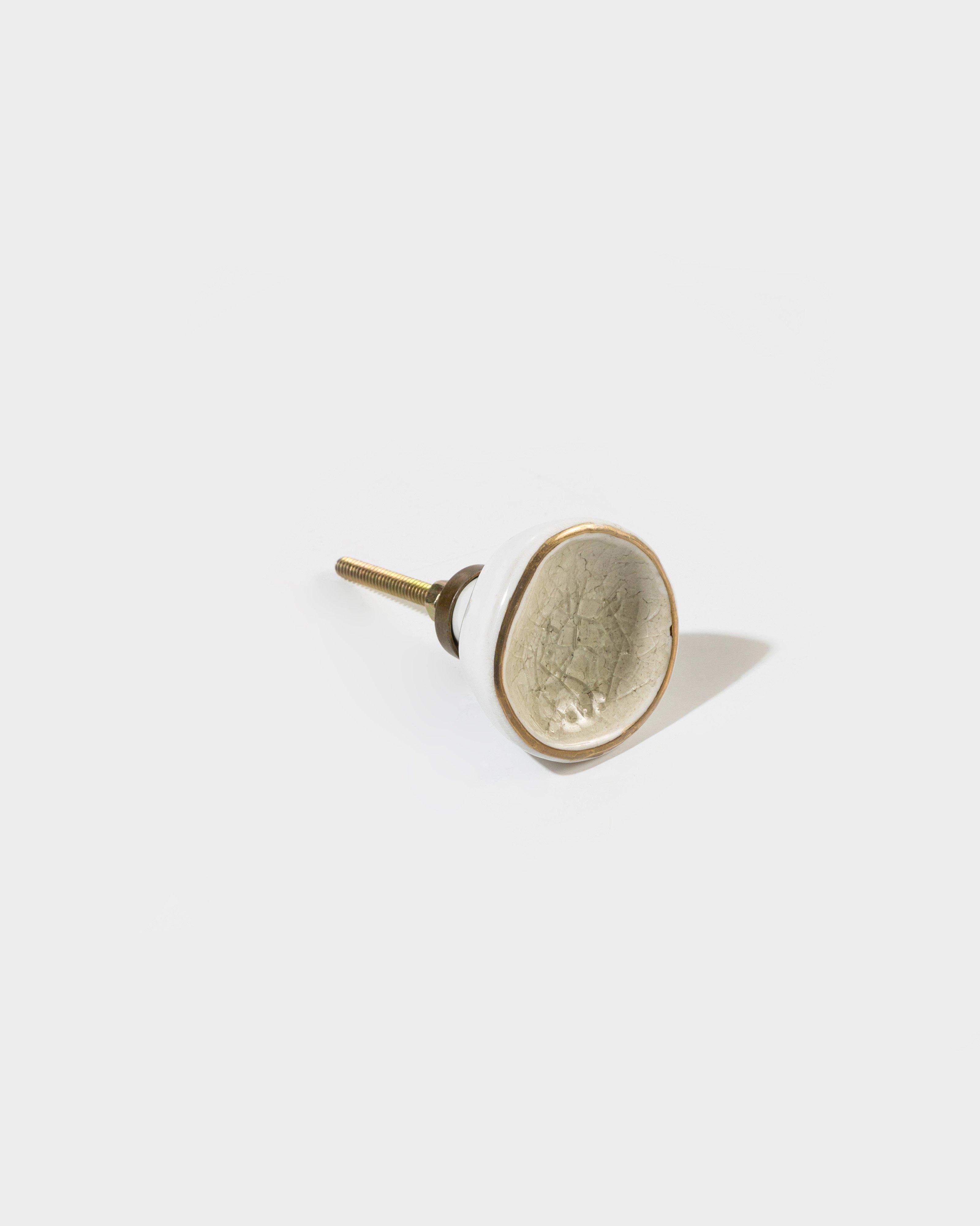 Gold Rim Knob -  Cream/Gold