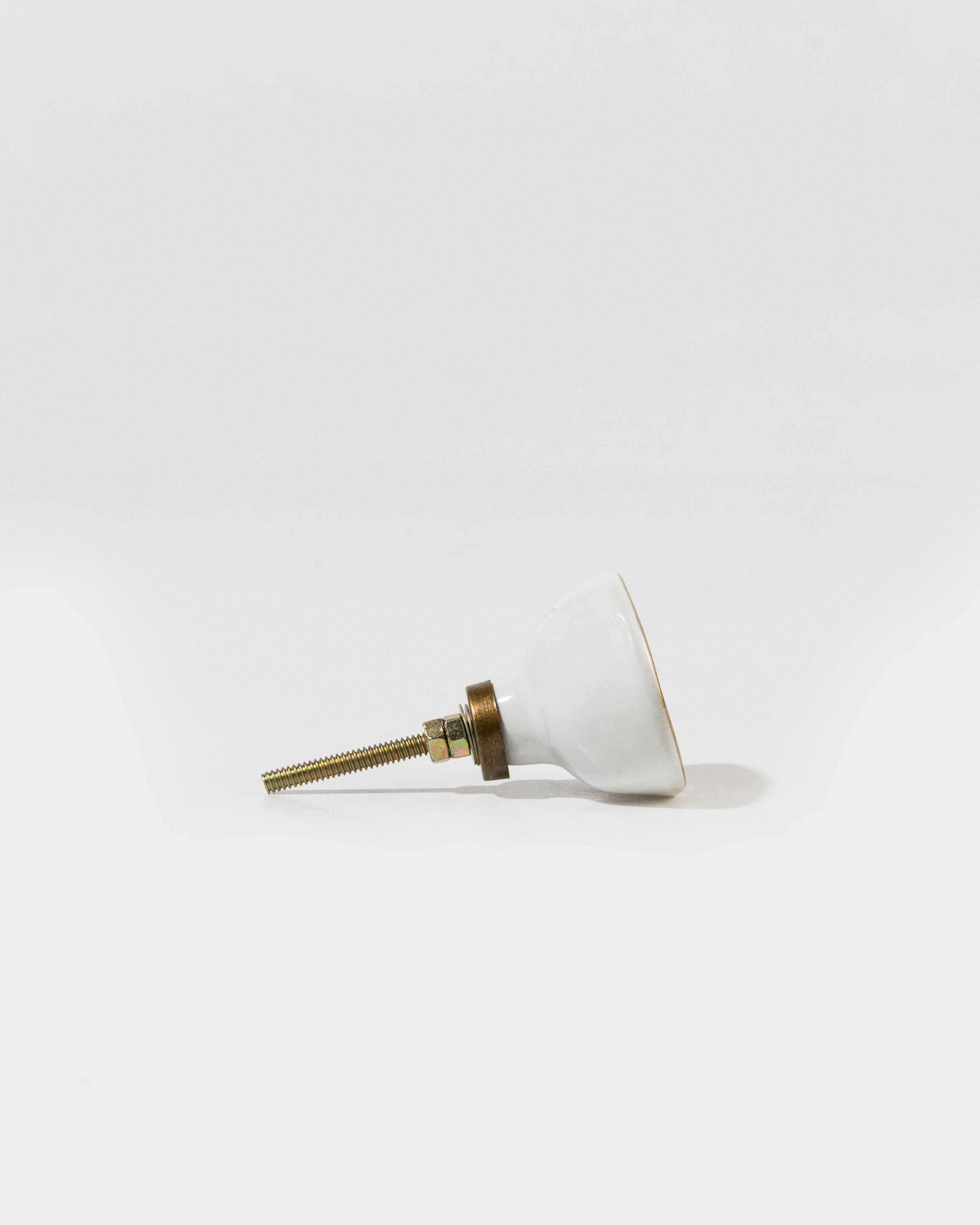 Gold Rim Knob -  Cream/Gold