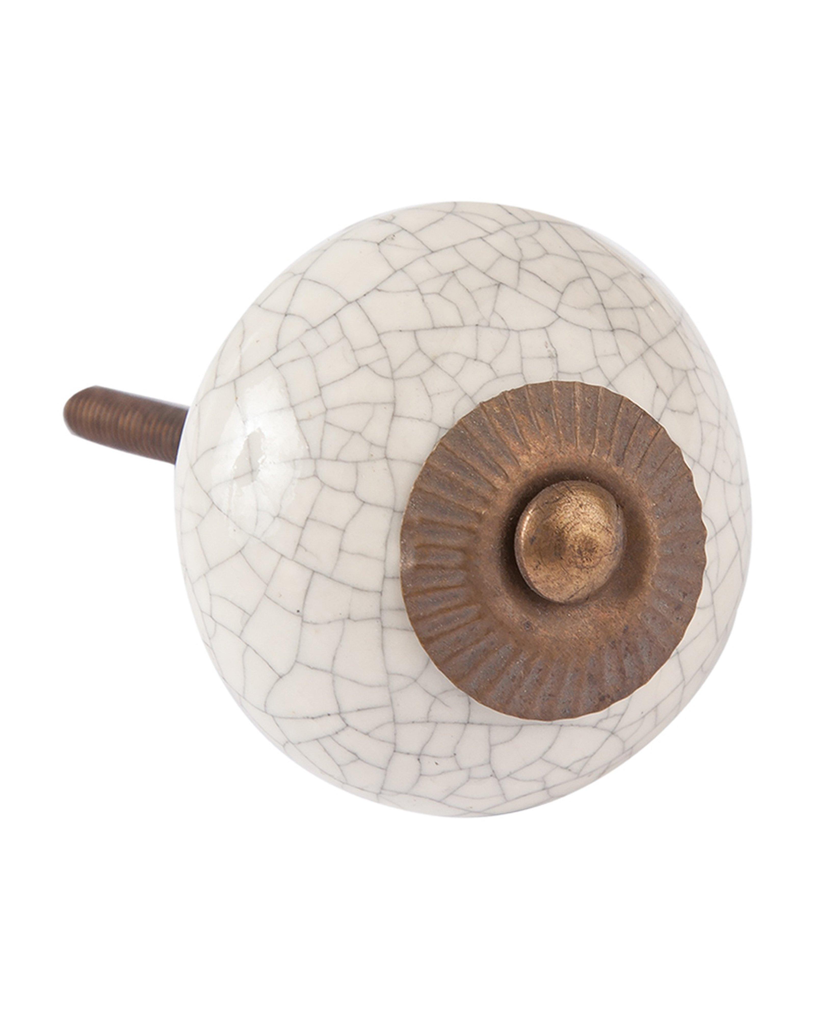 Round Crackle Knob -  Cream/Cream