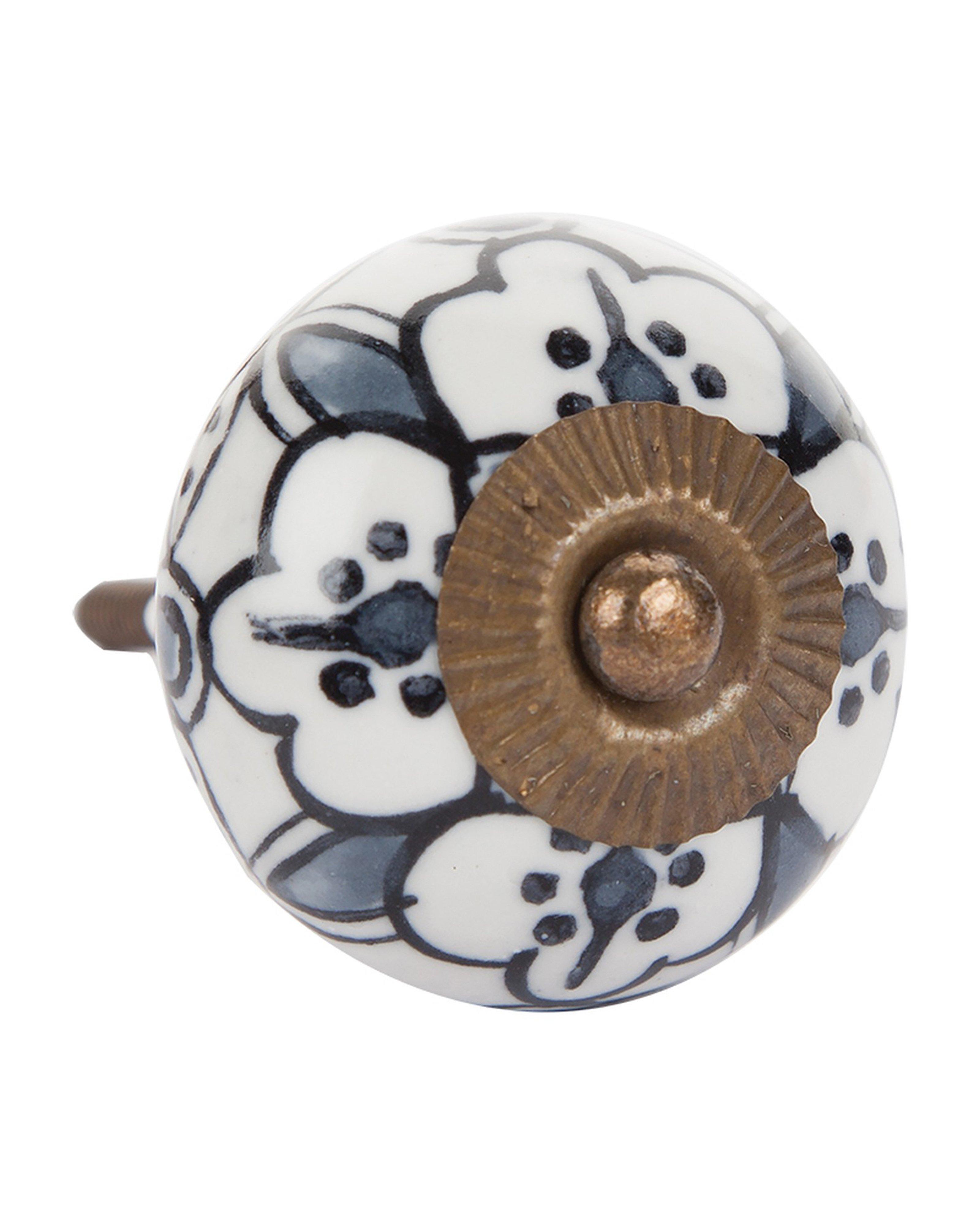 Grey Patterned Knob -  White/Grey