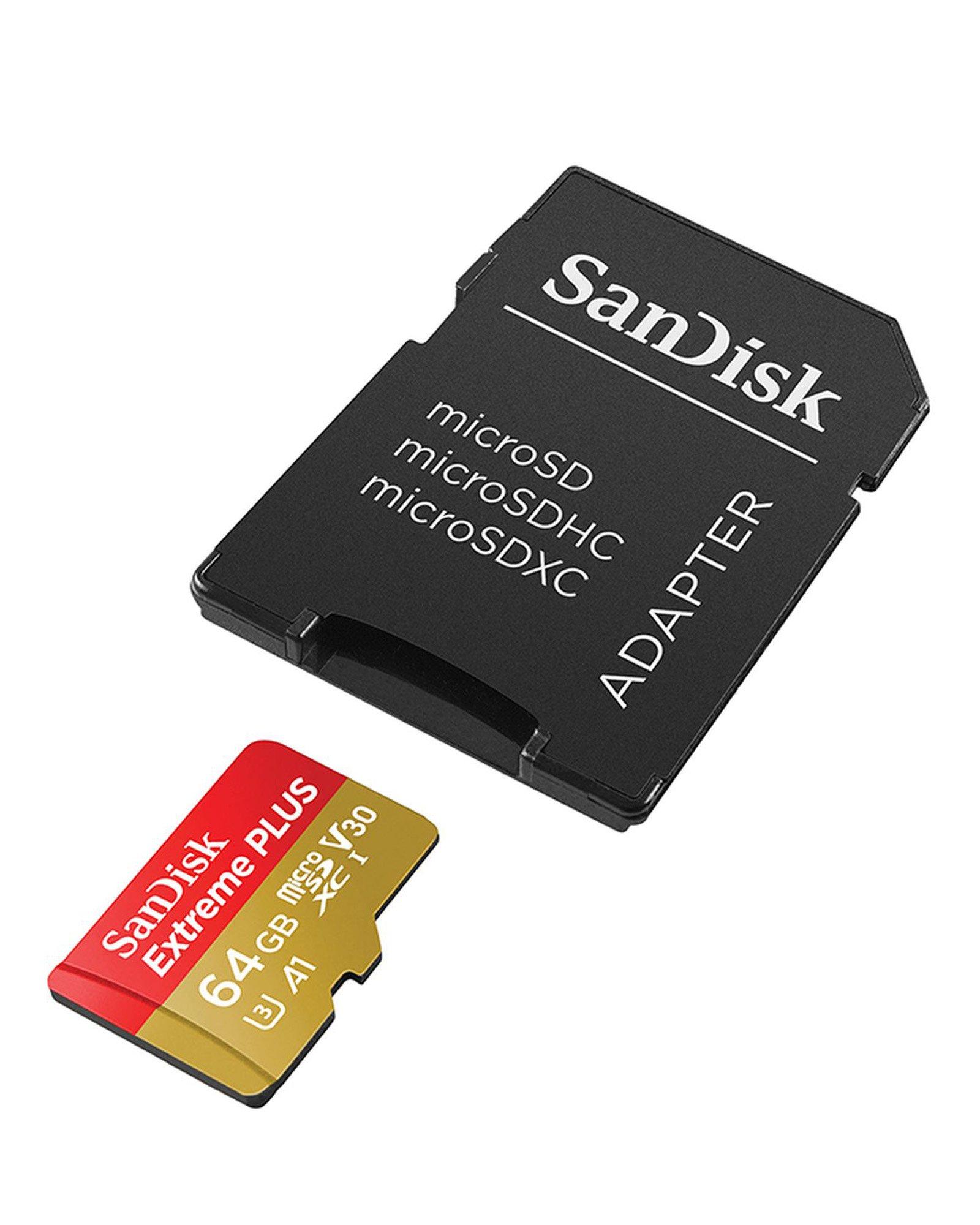 Sandisk Extreme Plus 64GB MicroSDHC  Memory Card + SD Adaptor -  No Colour