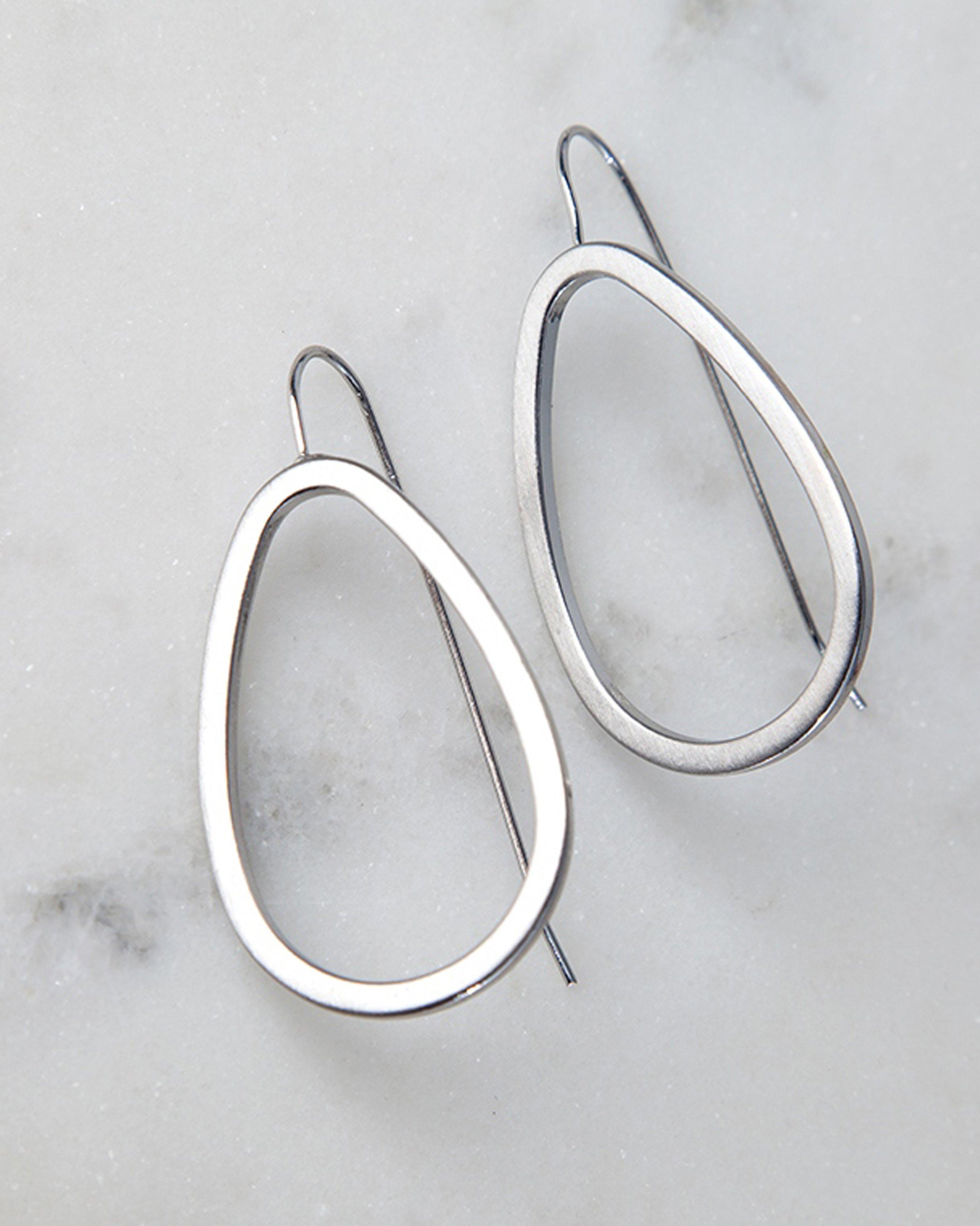 Geo Drop Earrings -  Silver/Silver