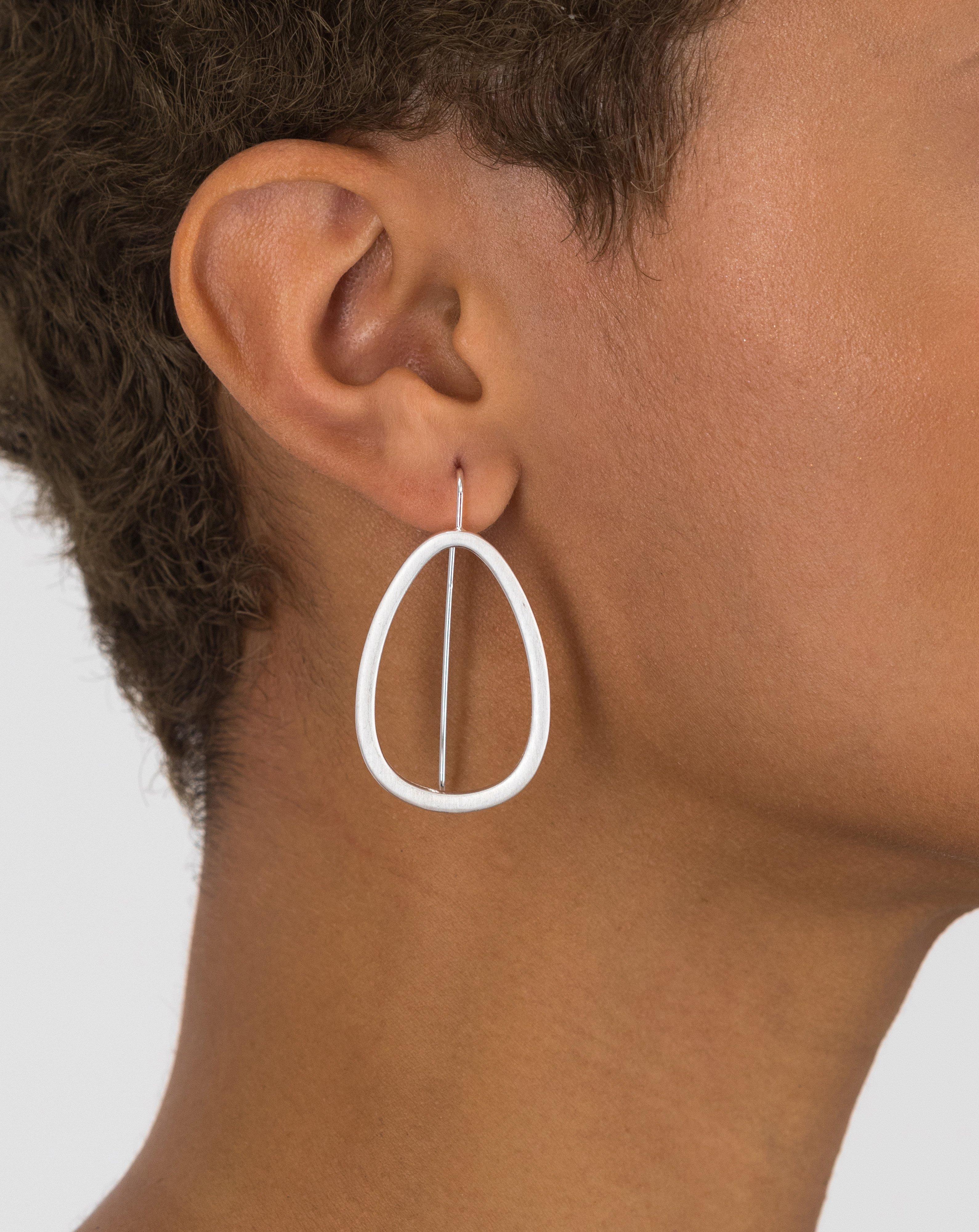 Geo Drop Earrings -  Silver/Silver