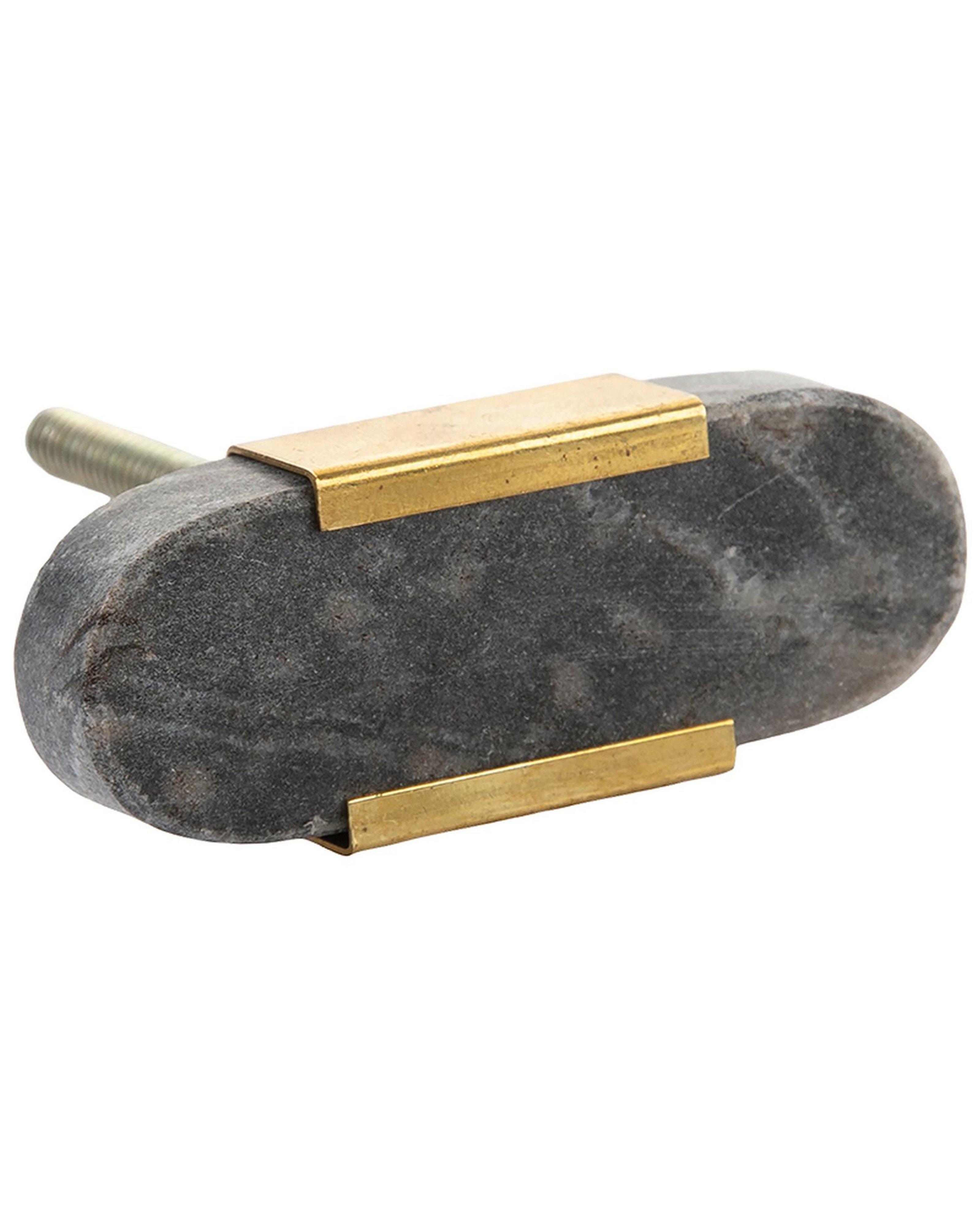 Grey Marble Knob -  Grey/Gold