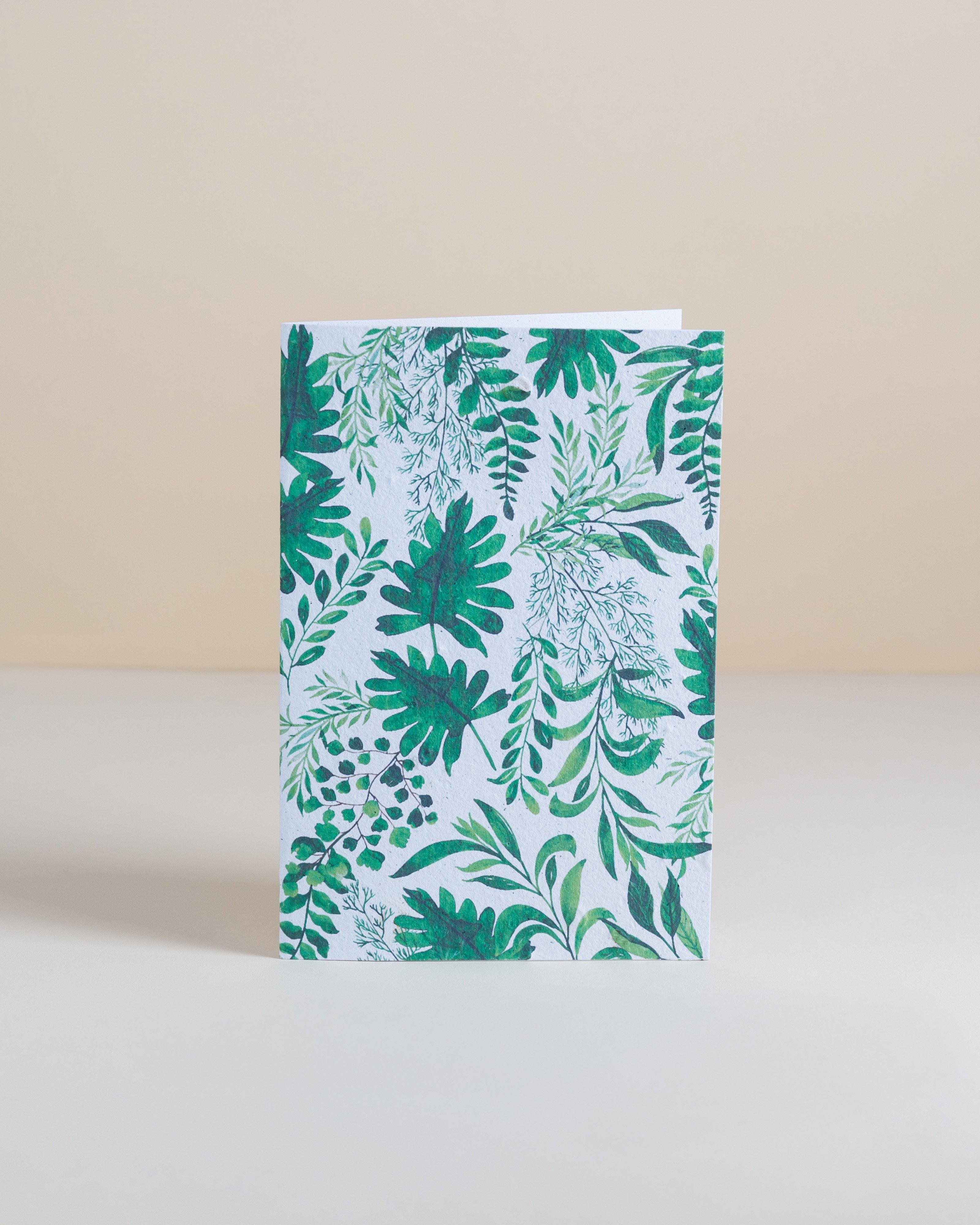 Green Leaves Card -  Green/White