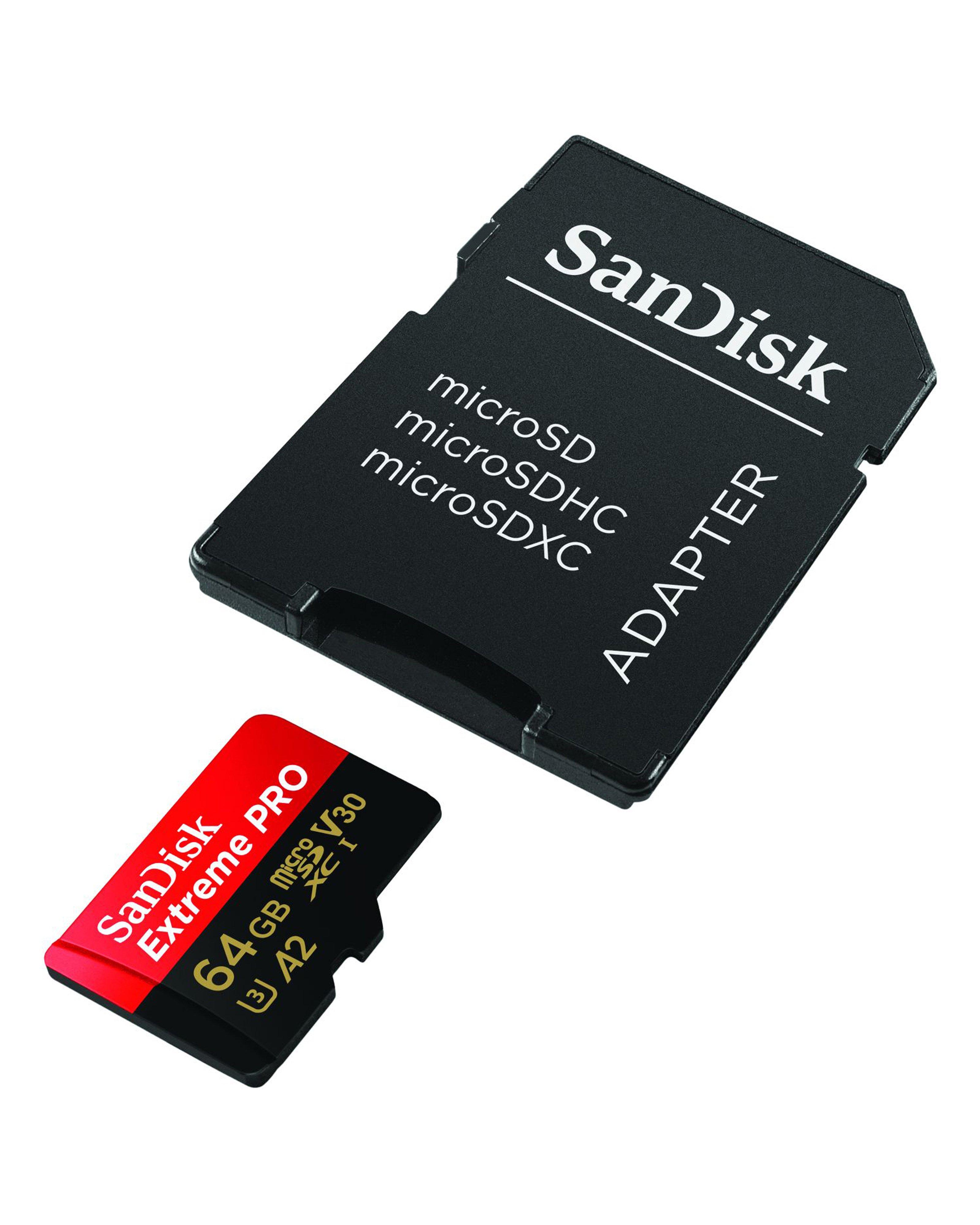 Sandisk Extreme Pro 64GB MicroSDXC Memory Card + Adapator -  No Colour