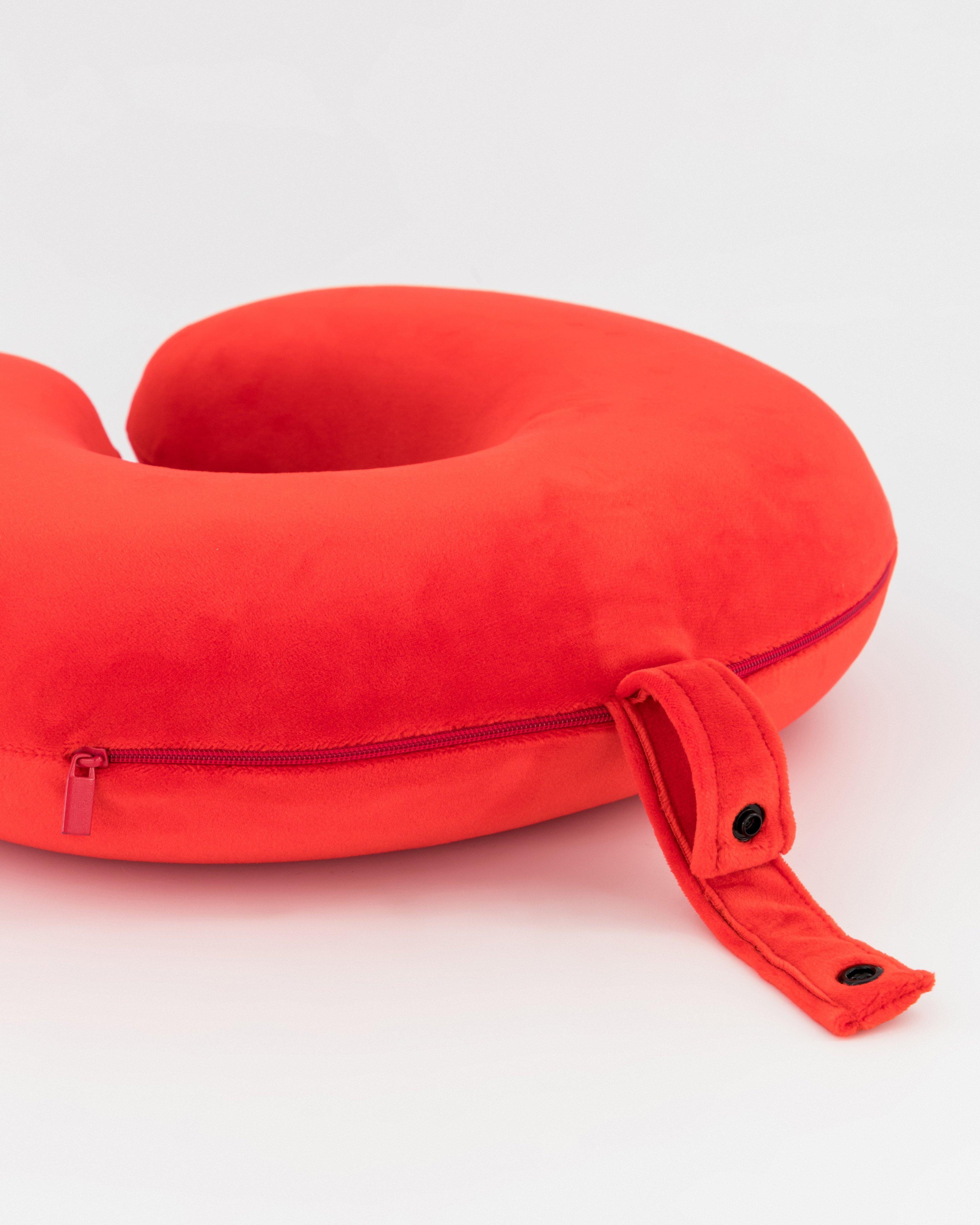 Cape Union Fleece Memory Foam Travel Pillow -  Red