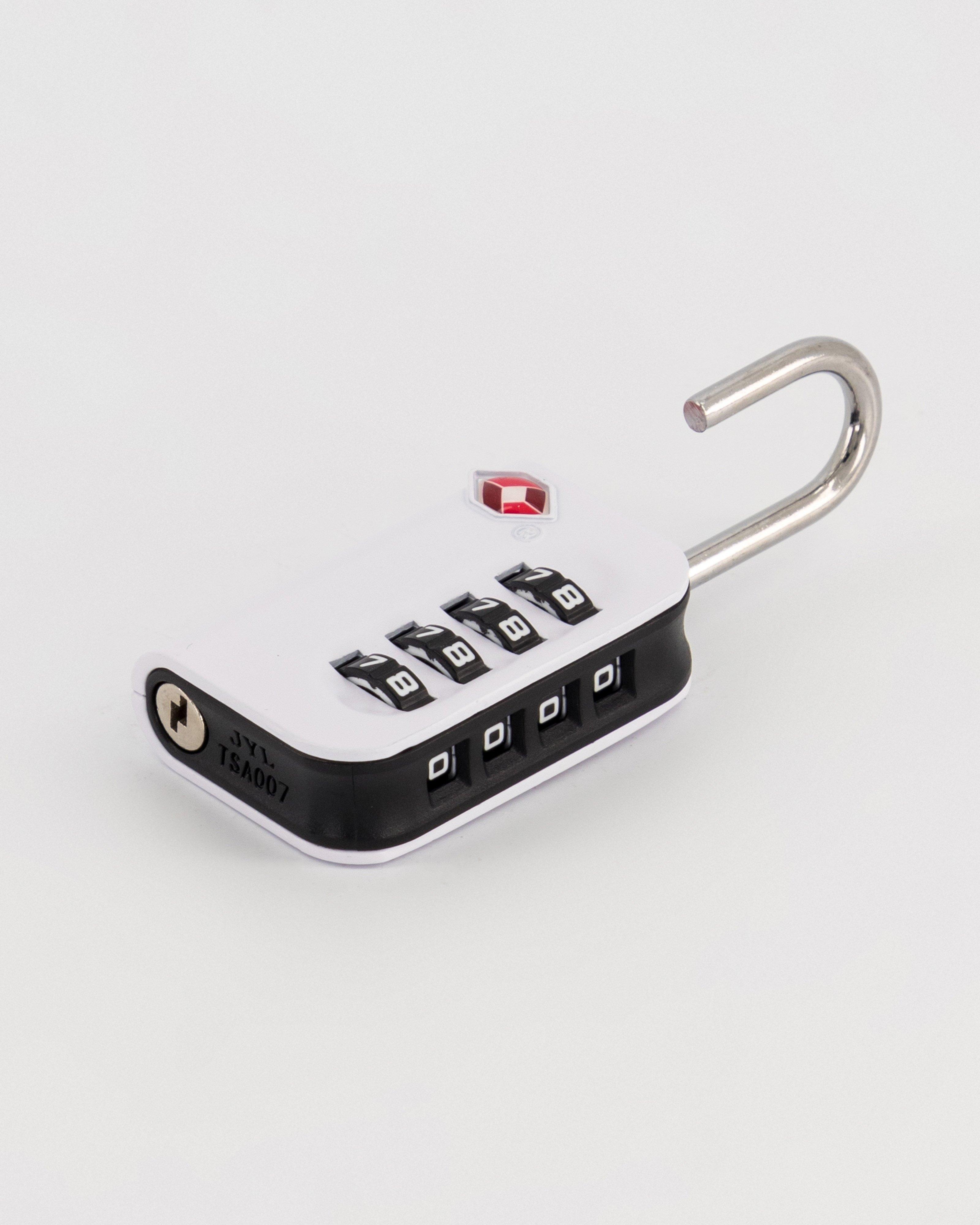 Cape Union 4-Dial Combination TSA Lock -  White