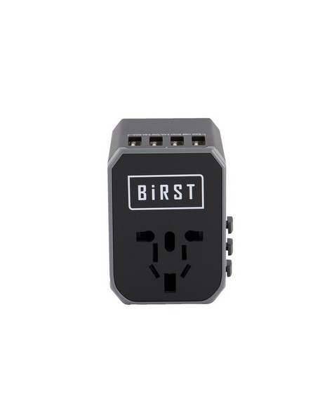 Birst Worldwide Travel Adapter with 5 USB ports -  black-grey