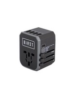 Birst Worldwide Travel Adapter with 5 USB ports -  black-grey