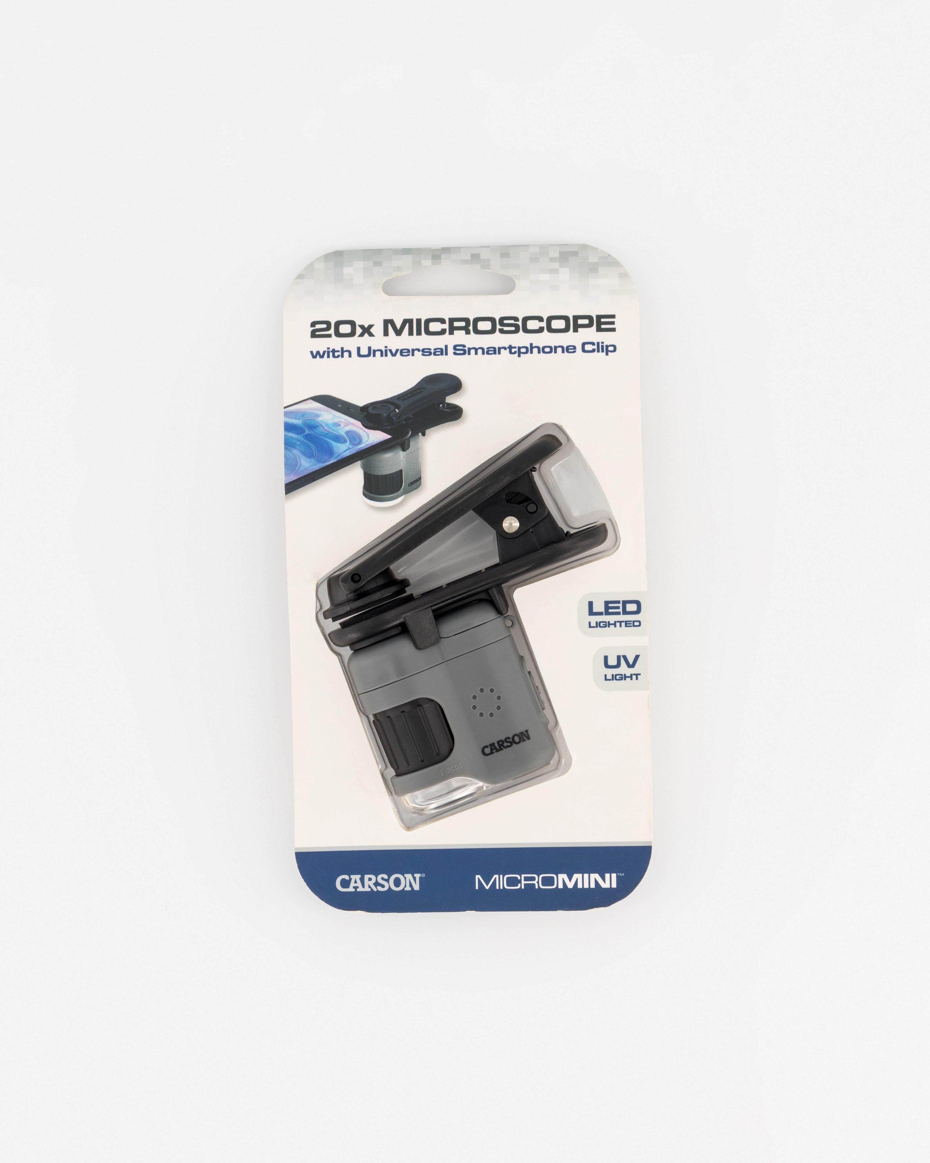 Carson 20x Microscope with Smartphone Clip -  Grey