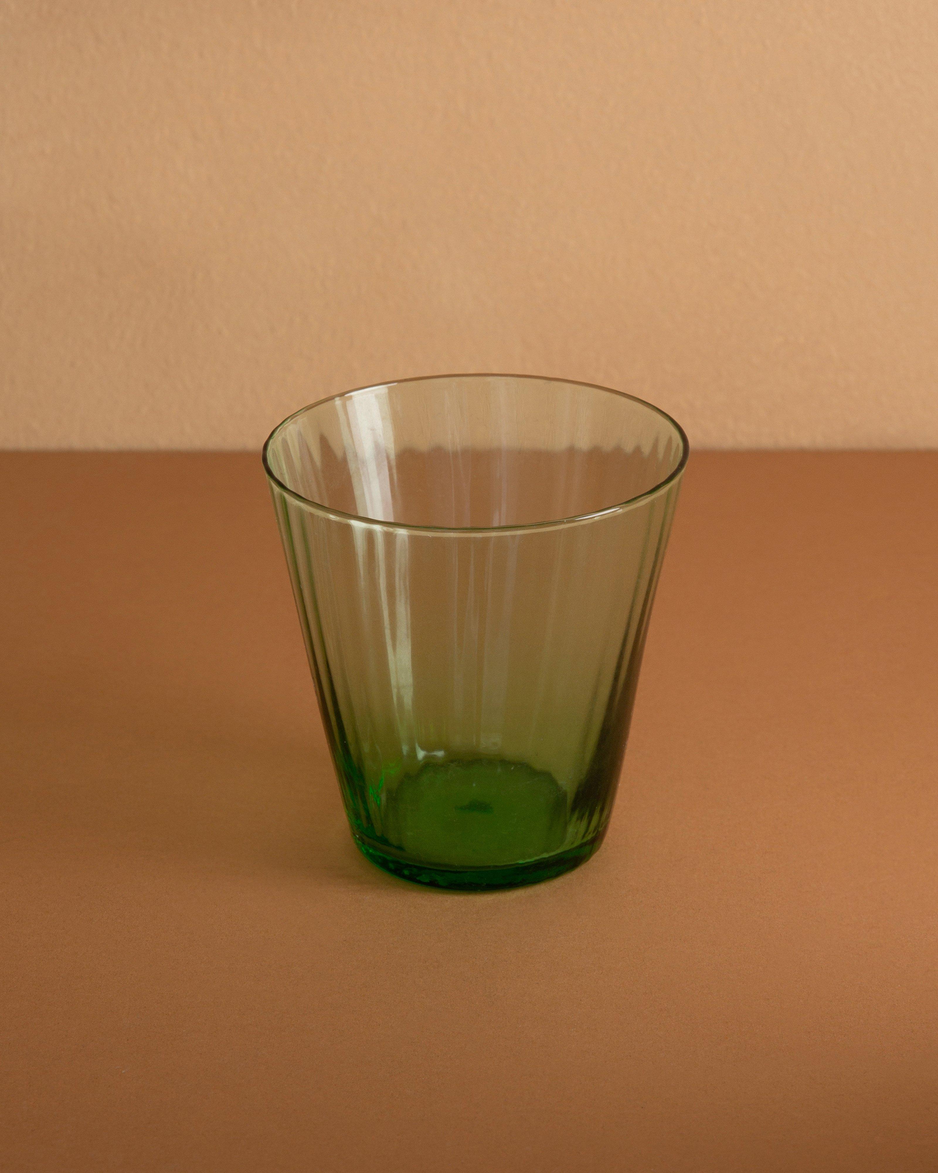 Green Ribbed Short Glass -  Green