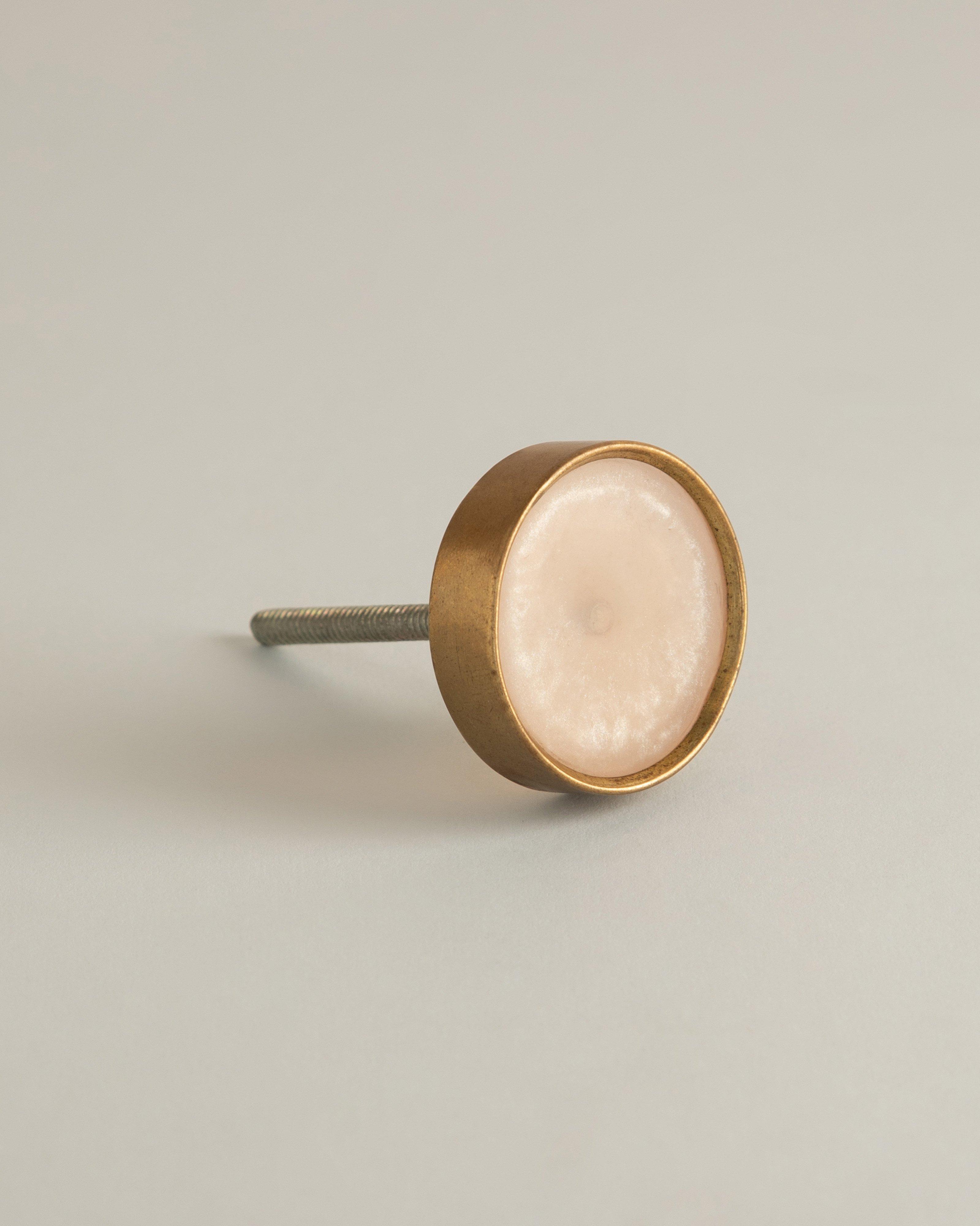 Pink Resin & Gold Metal Knob -  Pink/Gold