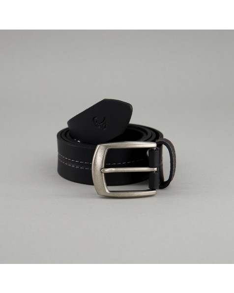 Old Khaki Men’s Beckham Contrast Centre-Stitch Leather Belt -  black
