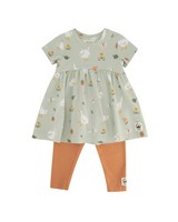 Baby Girls Duck Dress Set -  palegreen