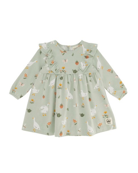 Baby Girls Duck Peasant Dress -  palegreen
