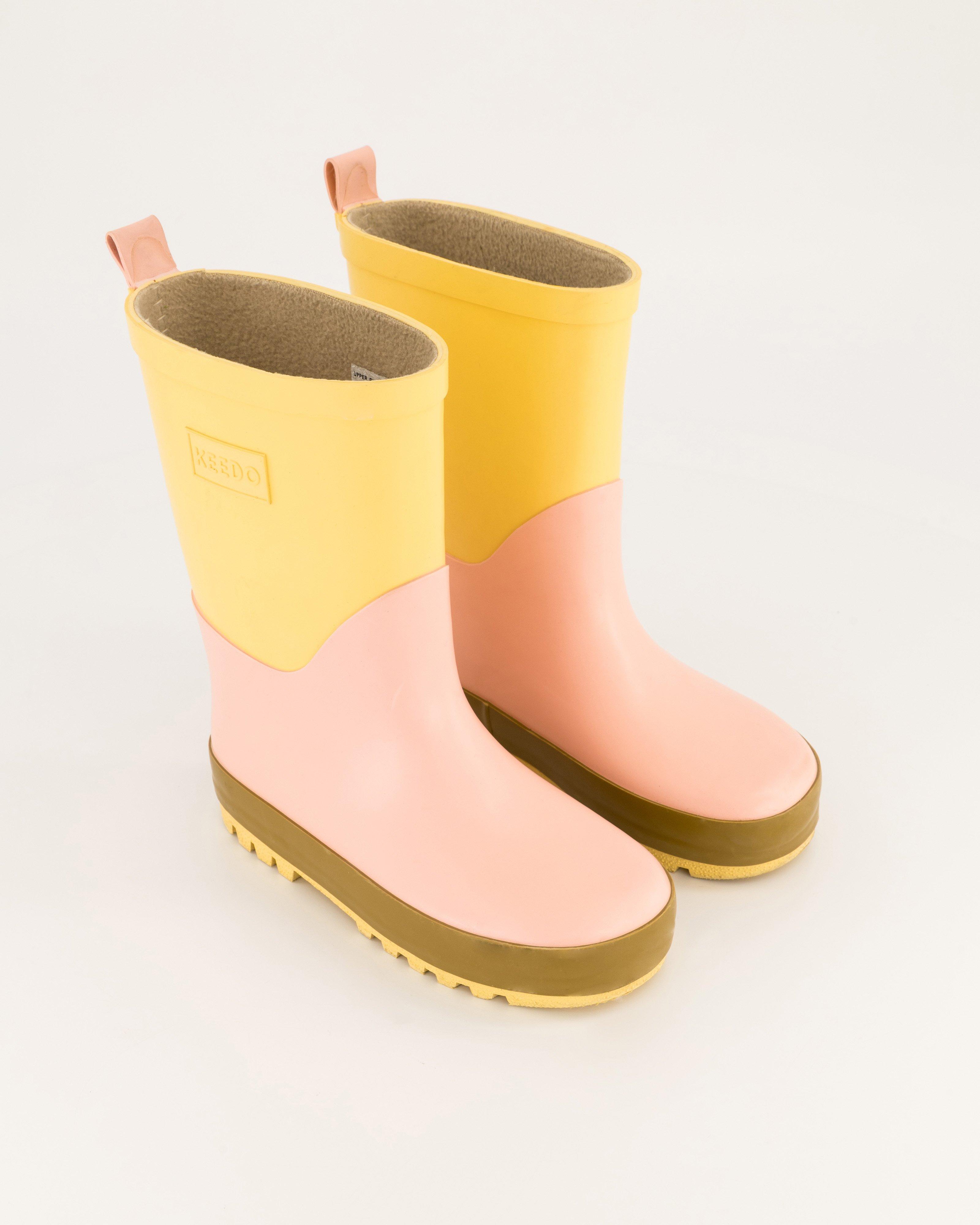 Girls Pink Colourblock Rainboots