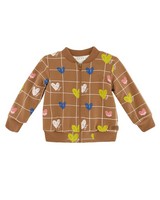 Baby Girls Heart Grid Soft Jacket -  brown