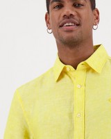 Men's Laz Slim Fit Linen Shirt -  yellow