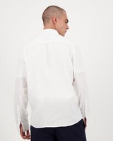 Men's Dustin Slim Fit Linen Shirt -  white