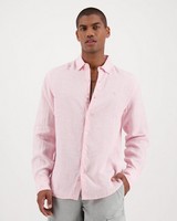 Men's Dustin Slim Fit Linen Shirt -  dustypink