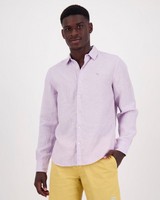 Men's Dustin Slim Fit Linen Shirt -  lilac