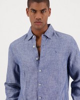 Men's Dustin Slim Fit Linen Shirt -  indigo
