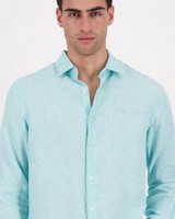 Men's Dustin Slim Fit Linen Shirt -  aqua