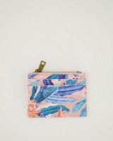 Women's Bisa Tropical Vegan Leather Card Holder -  coral