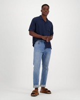 Men's Ian Regular Fit Linen Shirt -  navy