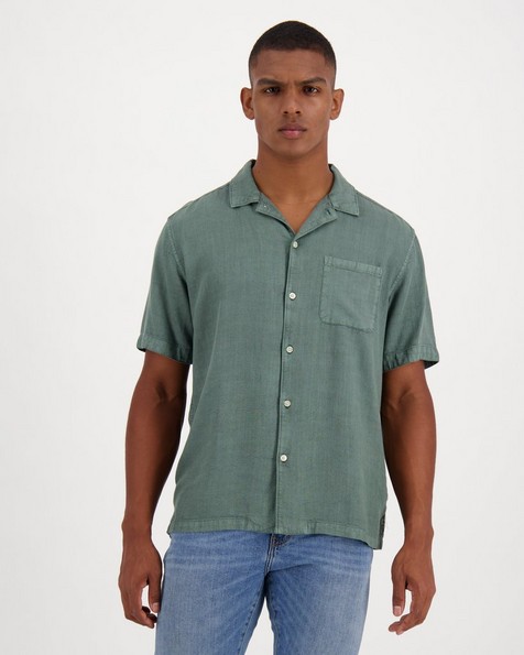 Men's Ian Regular Fit Linen Shirt -  darkgreen