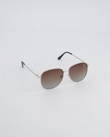 Women's Rounded Aviator Sunglasses -  silver