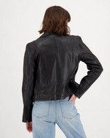 Women's Thabisa Leather Biker Jacket -  black