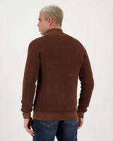 Men's Felix Zip-Through Knit -  brown