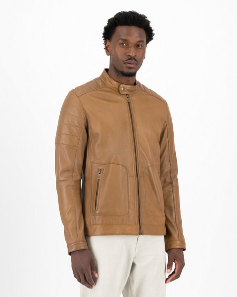 Men's Cam Leather Jacket -  tan