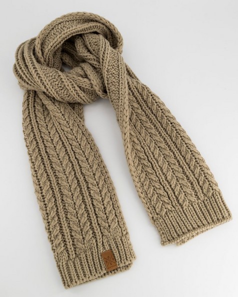 Men’s Roman Knitted Cable Scarf -  stone