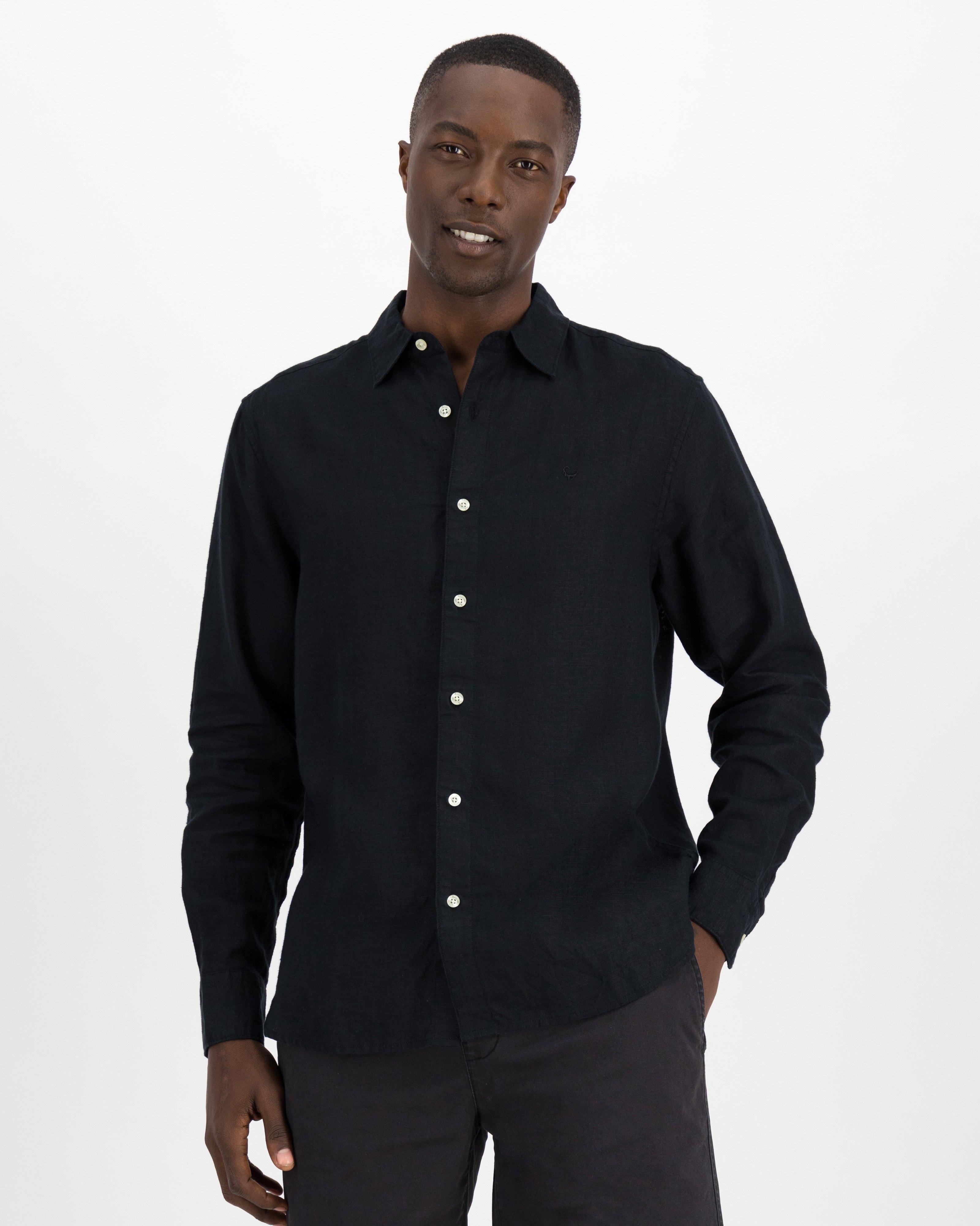 black linen men shirt