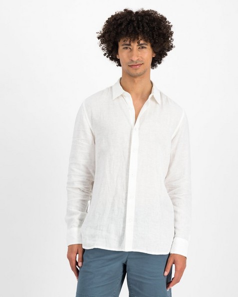 Men's Preston Regular Fit Linen Shirt -  white
