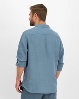 Men's Preston Regular Fit Linen Shirt -  blue