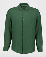 Men's Preston Regular Fit Linen Shirt -  bottlegreen
