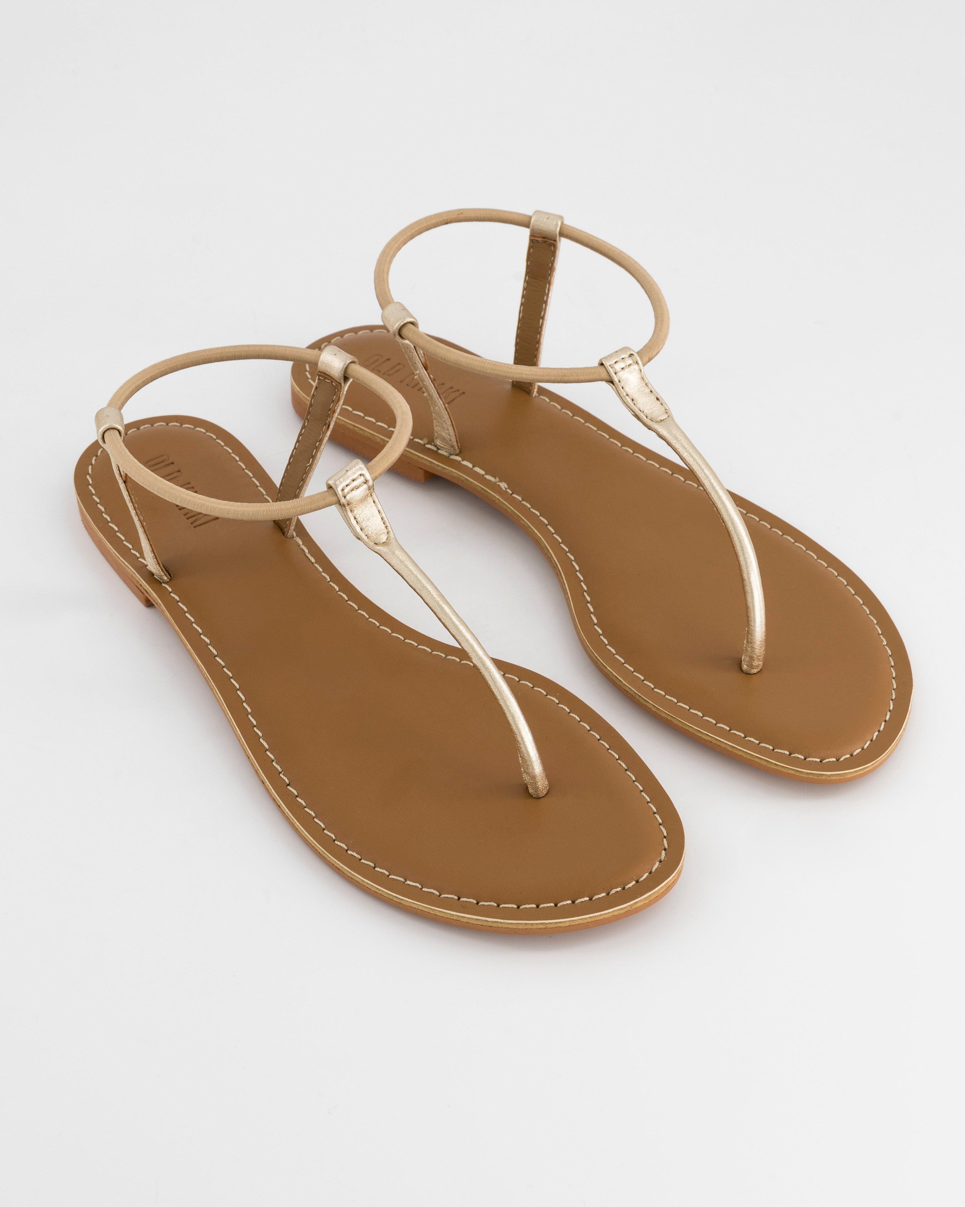 gold flip flop sandals