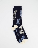 Men's Eamus Leaf Print Sock -  navy