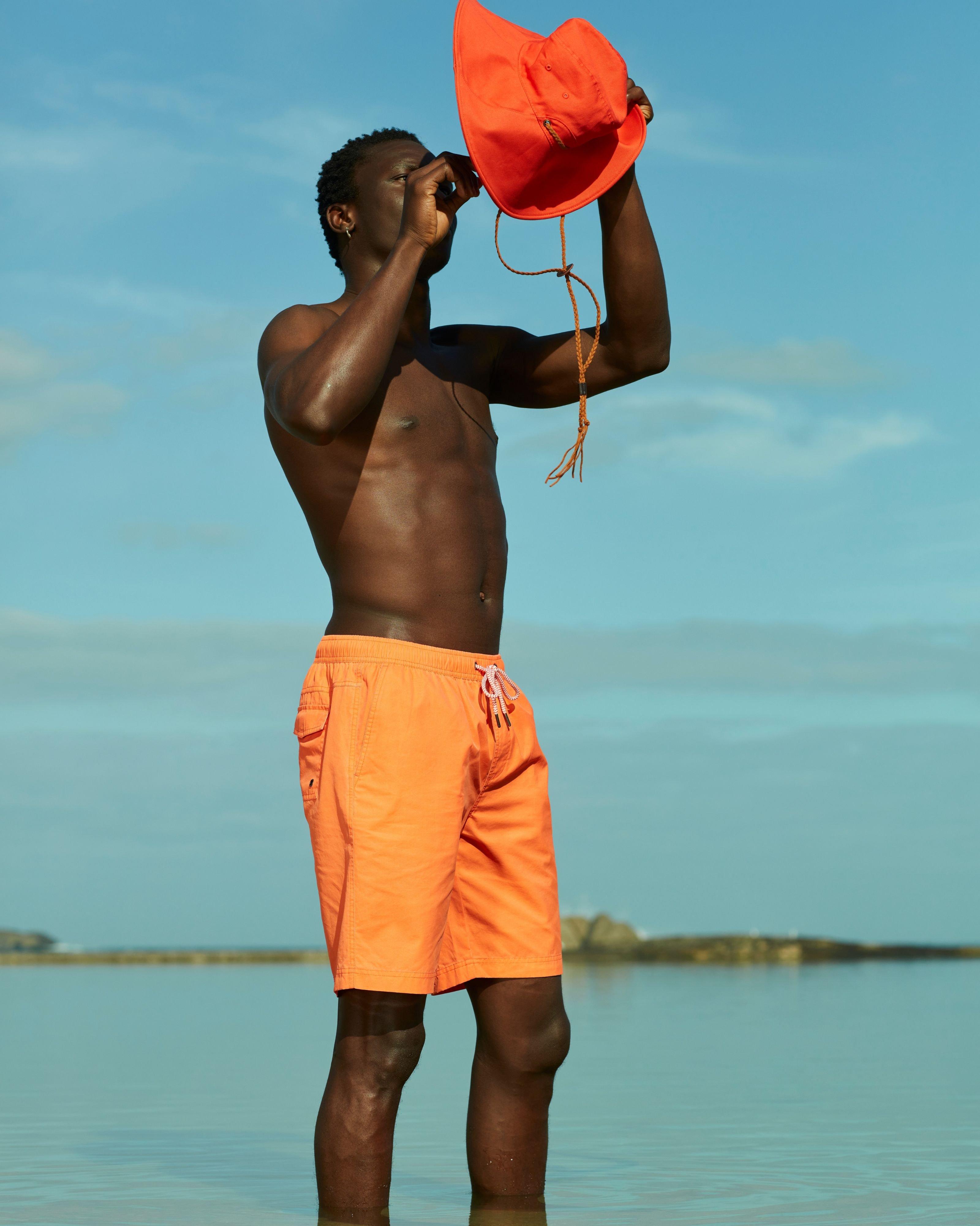 Mens orange swim on sale shorts