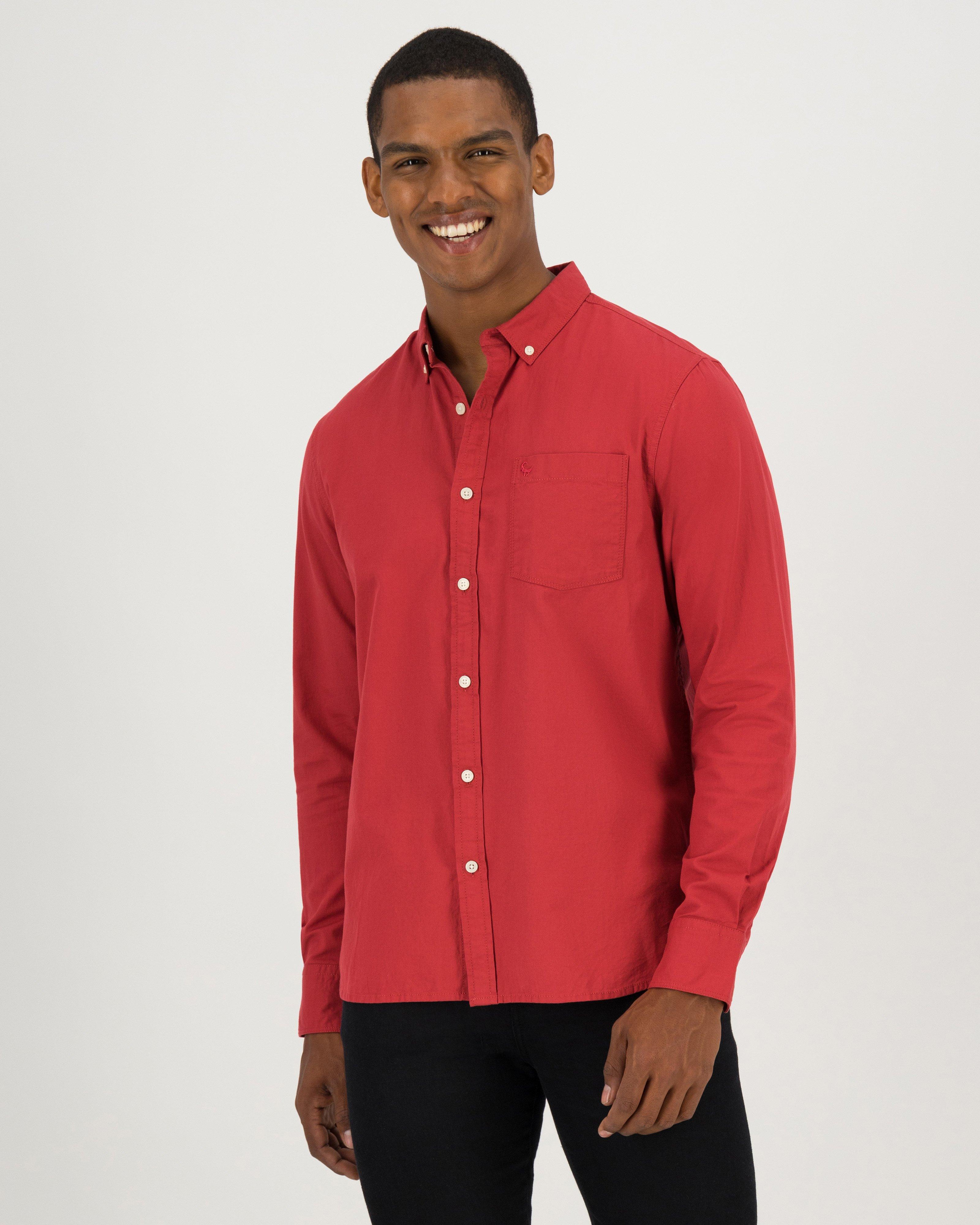 Mens red clearance button down shirt